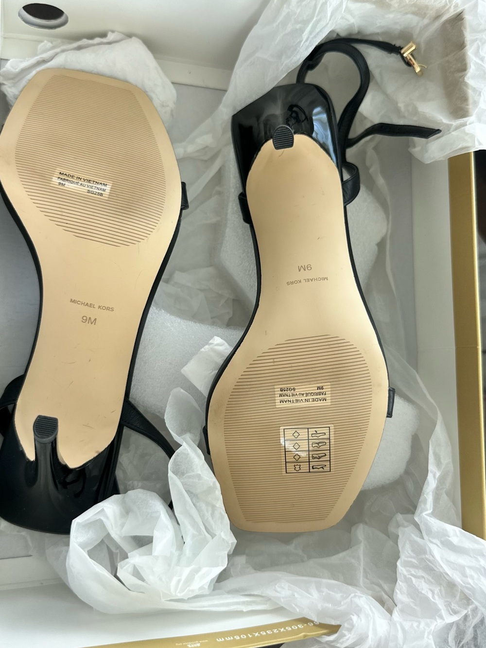 Michael Kors Black Leather Ankle-Strap Mid Heel Sandals - Picture 2 of 11